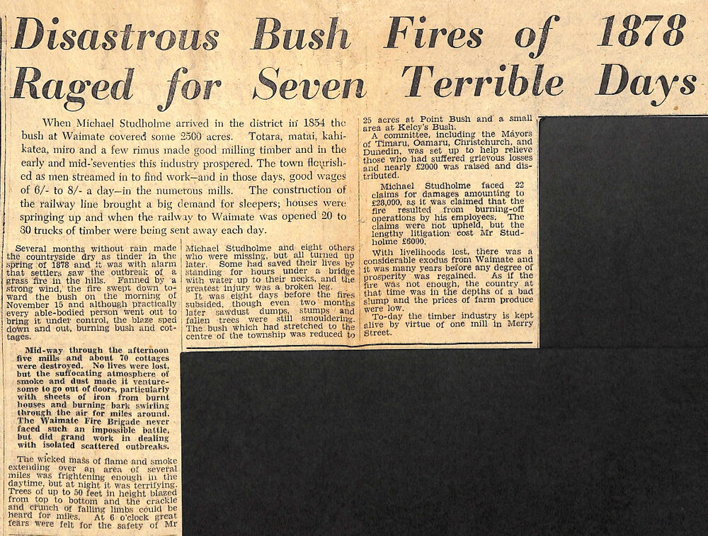 Disastrous Bush Fires of 1878 Raged for Seven Terrible Days