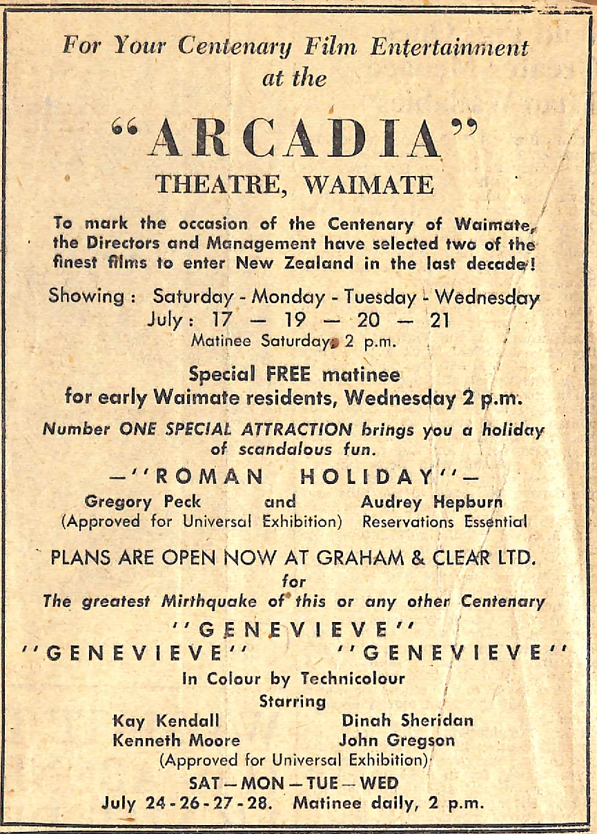 Arcadia Theatre advertisment