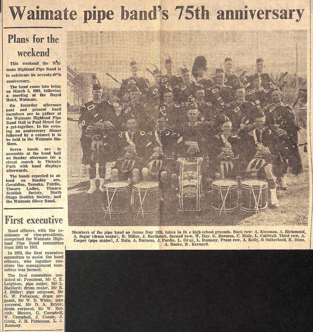 Waimate pipe band's 75th anniversary