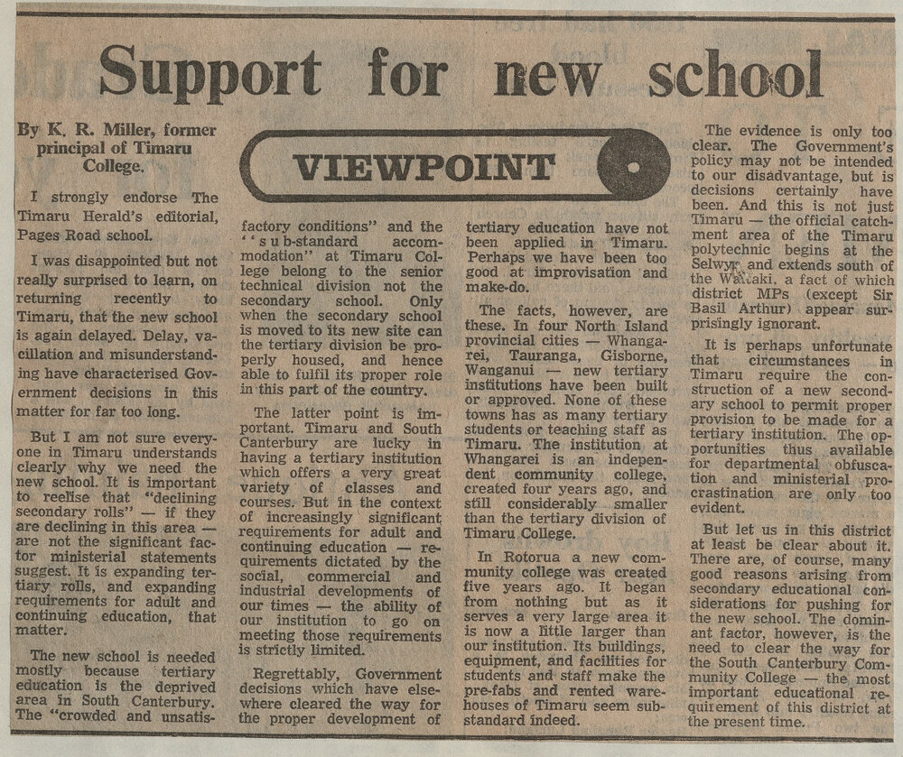 Support for new school