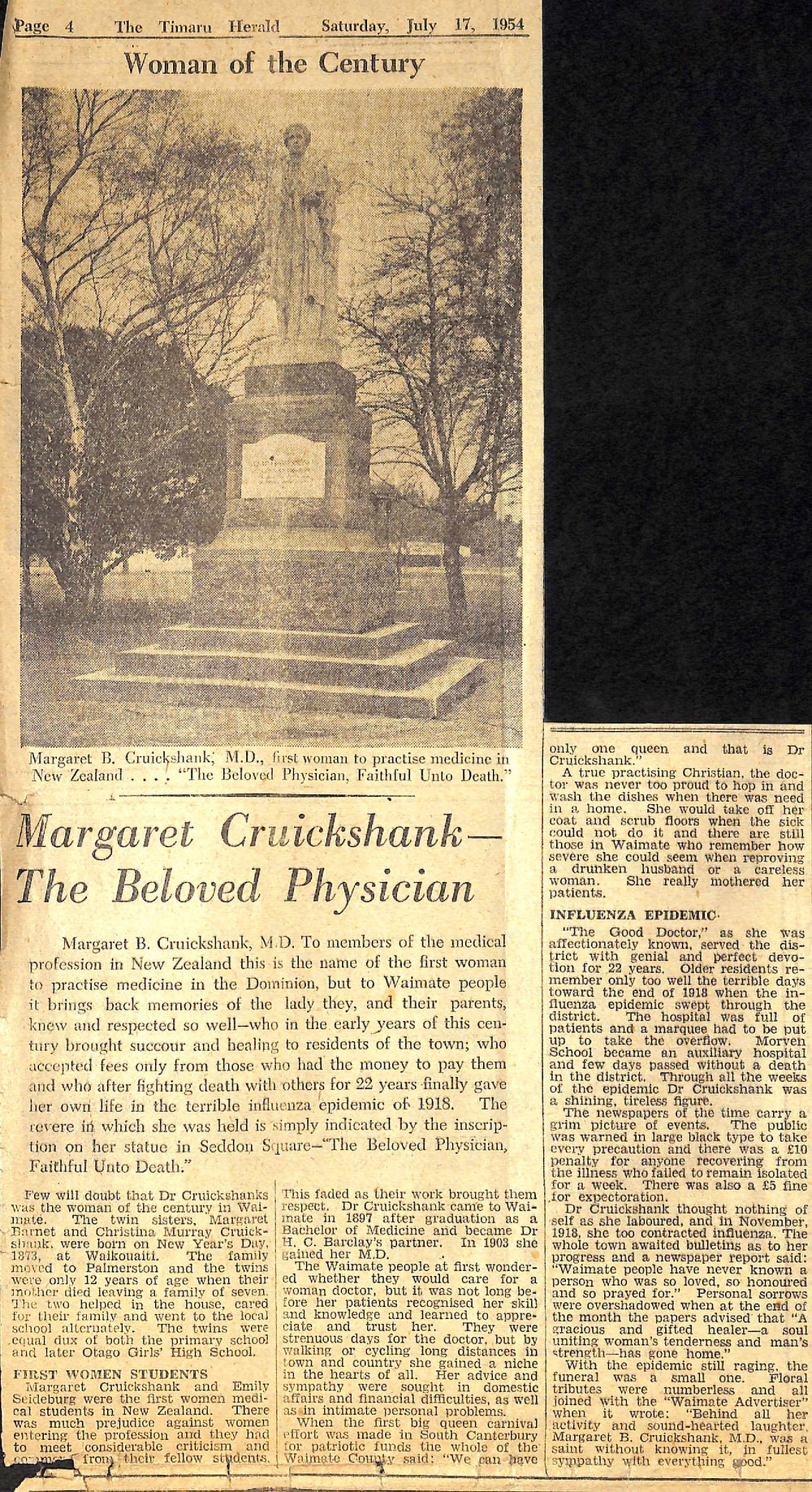 Woman of the Century- Margaret Cruickshank - Thy Beloved Physician