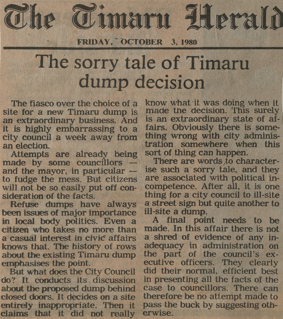 Editorial: The sorry tale of Timaru dump decision