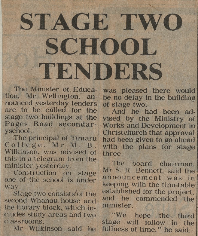 Stage two school tenders