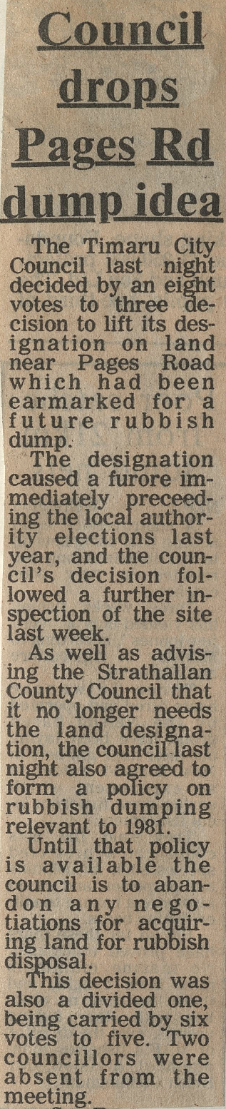 Council drops Pages Rd dump idea