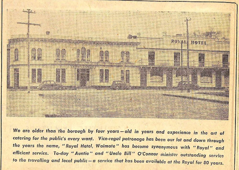 Advertisement for the Royal Hotel, Waimate