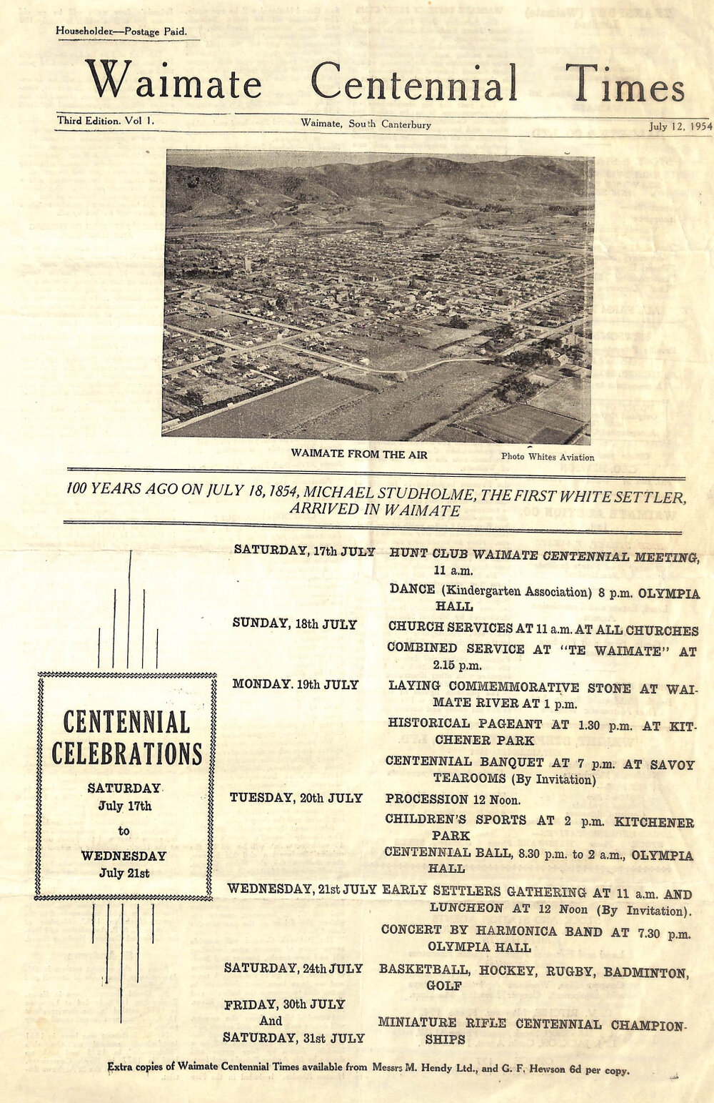 Waimate Centennial Times Third Edition Vol. 1