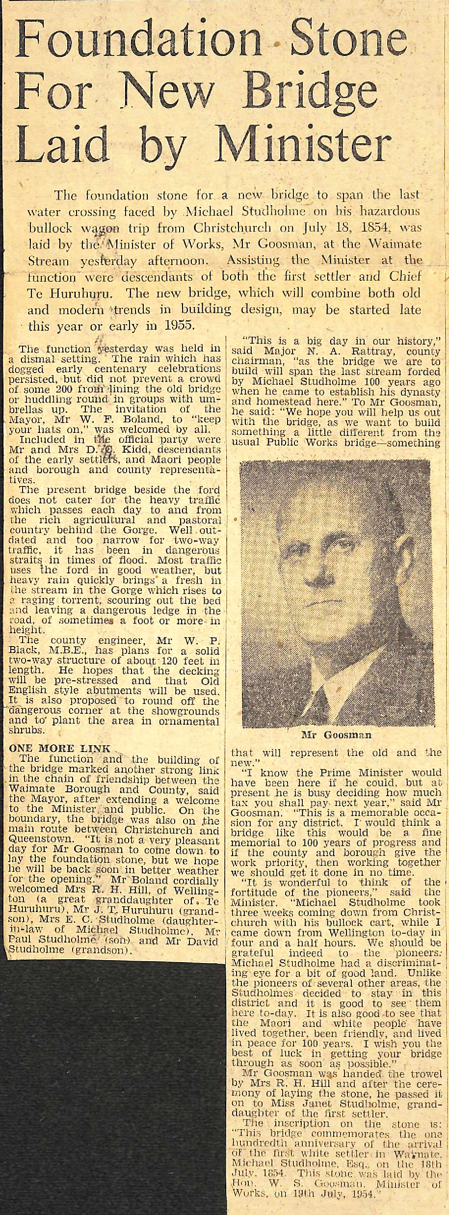 Foundation Stone For New Bridge Laid by Minister