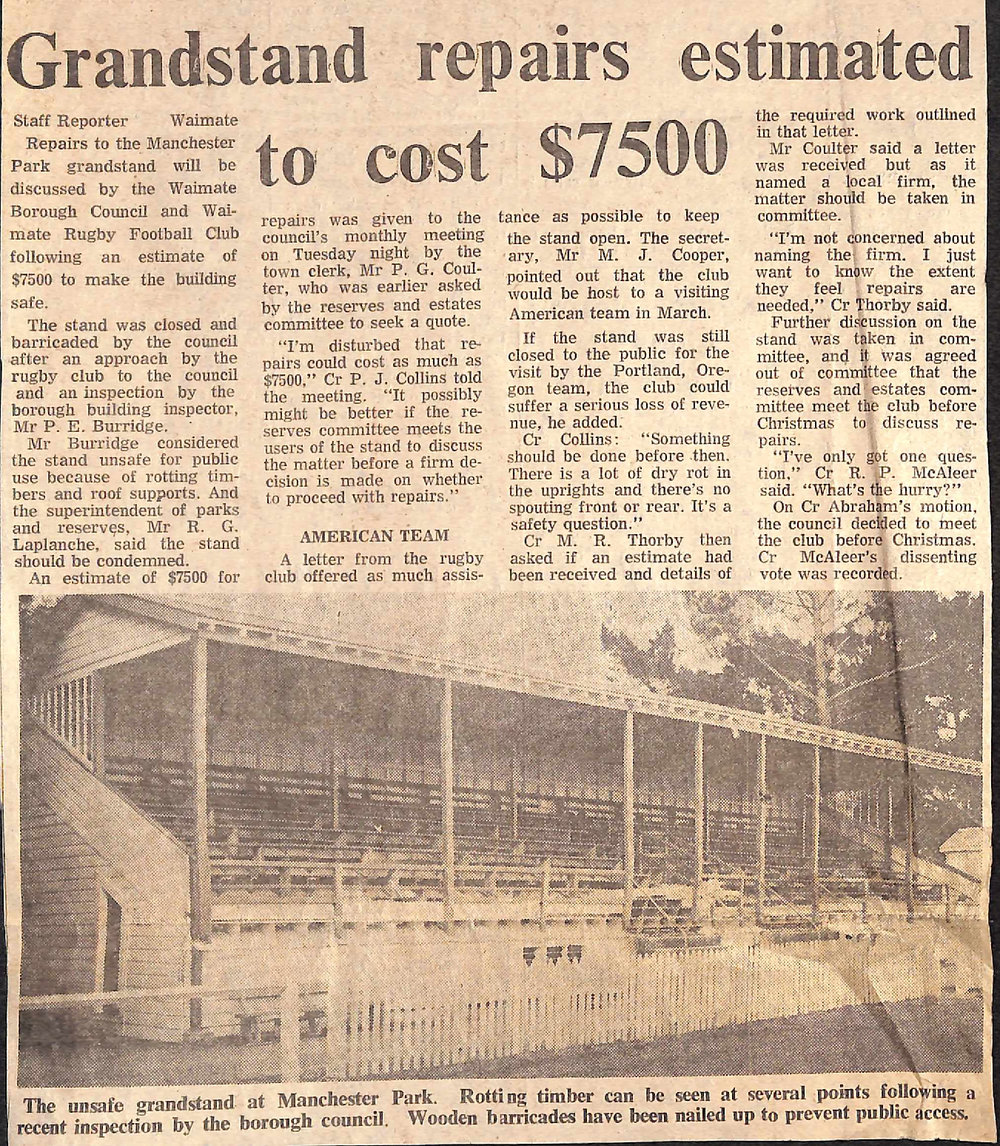 Grandstand repairs estimated to cost $7500