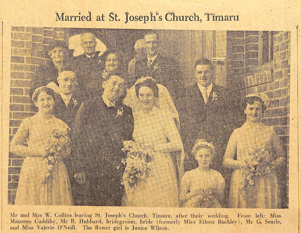Married at St Joseph's Church, Timaru