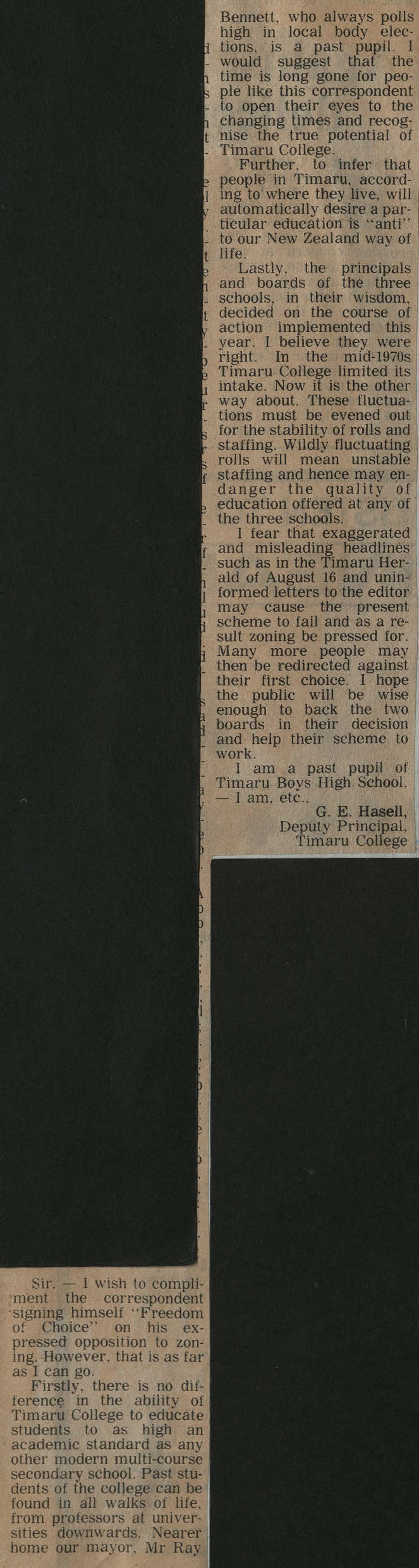 Letter to the Editor: School rolls