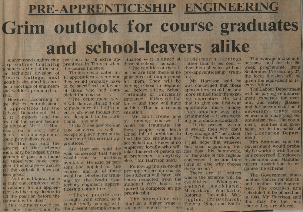 Pre-Apprentice Engineering: Grim outlook for course graduates and school-leavers alike
