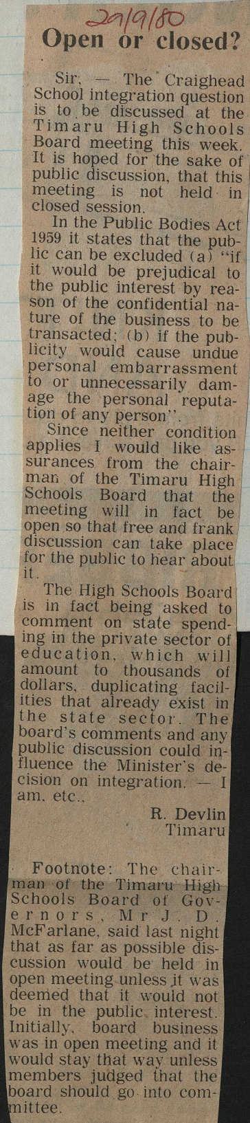 Letter to the Editor: Open or closed?