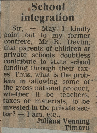 Letter to the Editor: School integration
