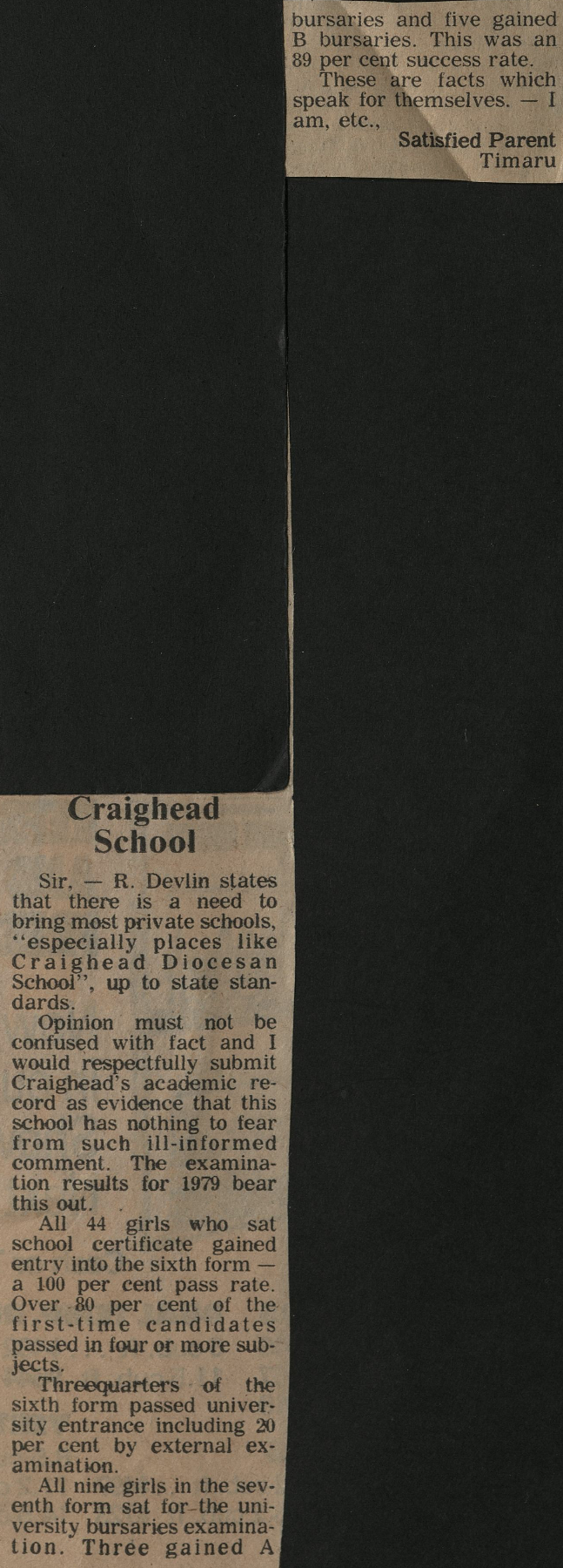 Letter to the Editor: Craighead School