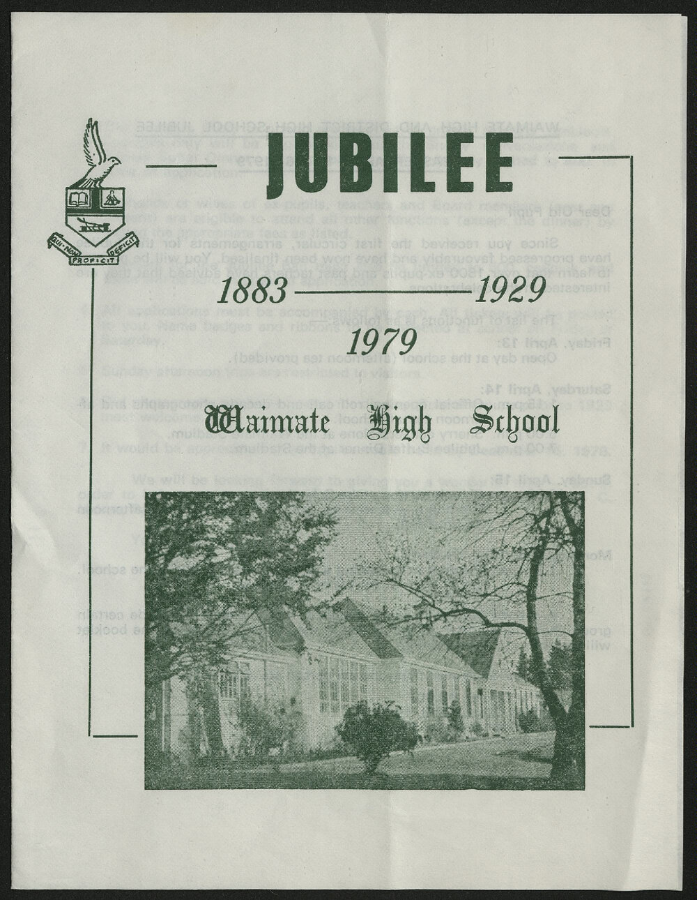Waimate High School Jubilee programme 1979