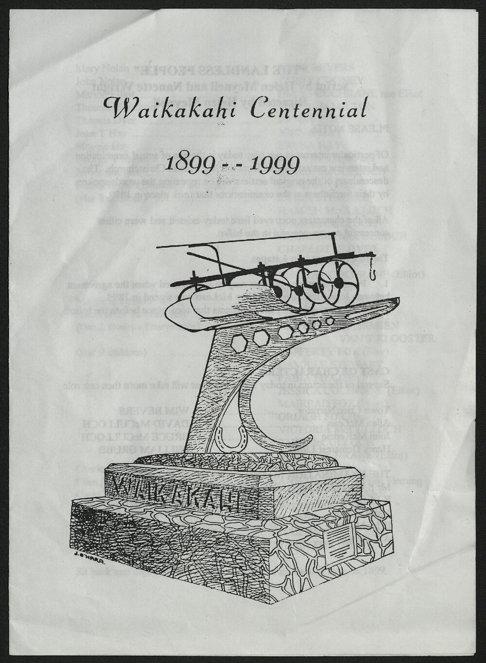 Waikakahi Centennial 1899-1999 programme