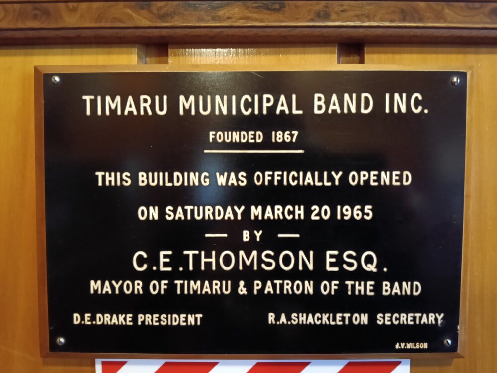 Timaru Brass Building official opening plaque