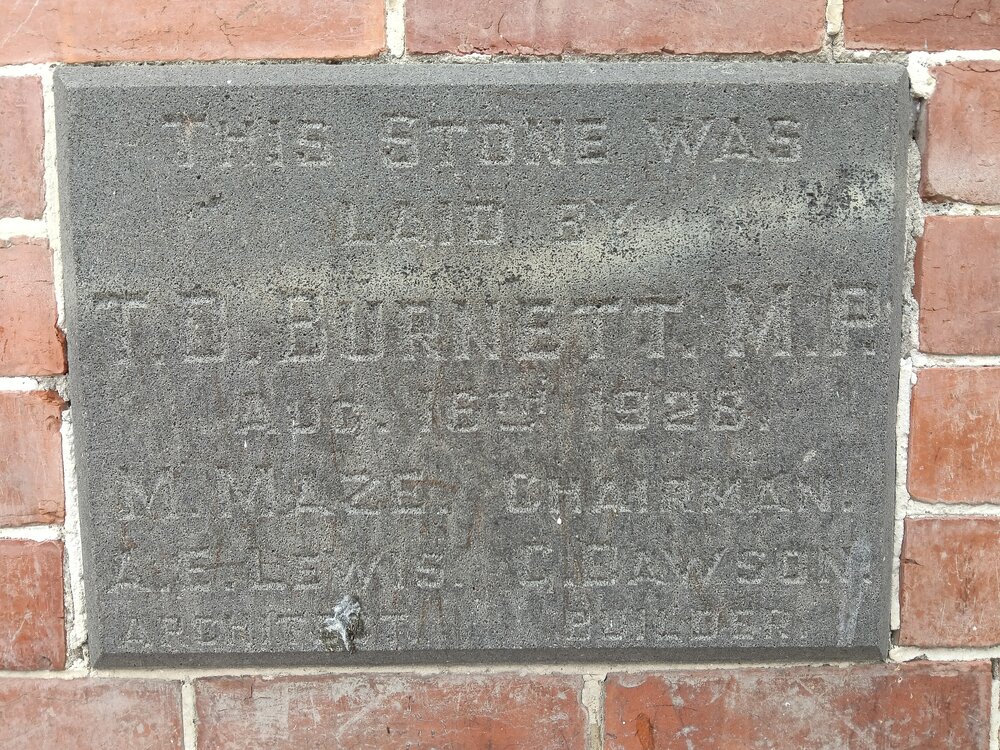 Pleasant Point Town Hall foundation stone