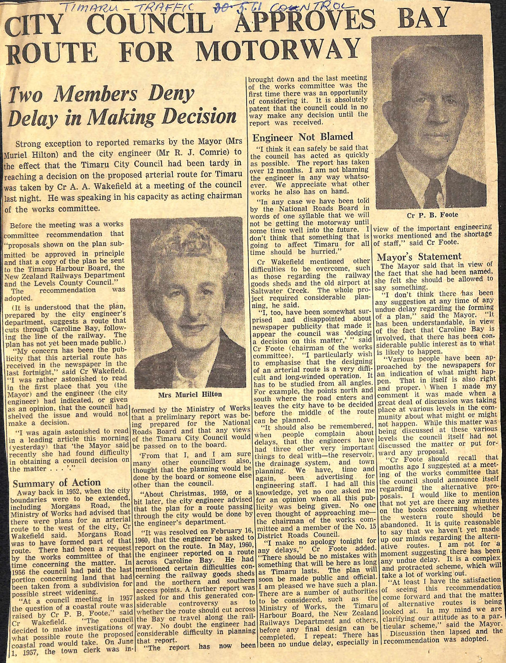 City Council Approves Bay Route for Motorway, Two Members Deny Delay in Making Decision