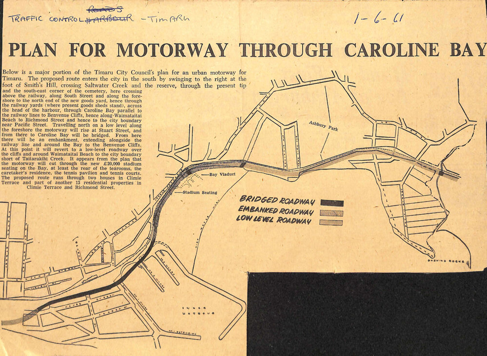 Plan for motorway through Caroline Bay