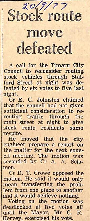 Stock route move defeated