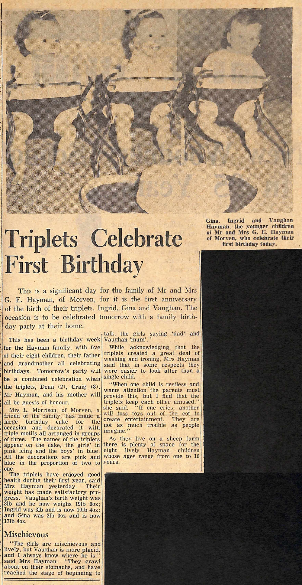 Triplets Celebrate First Birthday