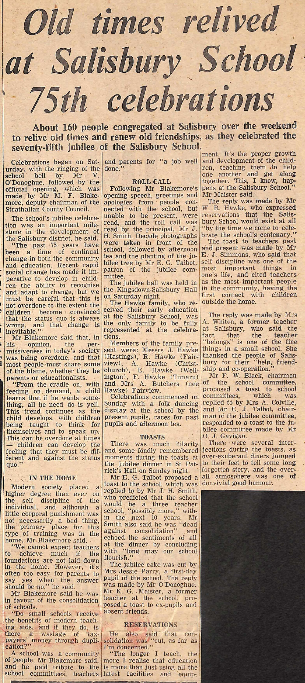 Old times relived at Salisbury School 75th celebrations