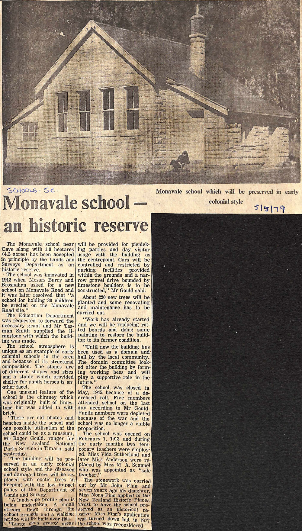 Monavale school - an historic reserve