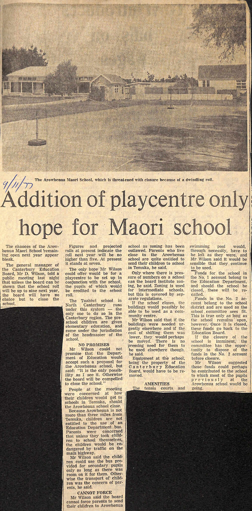 Addition of playcentre only hope for Maori school