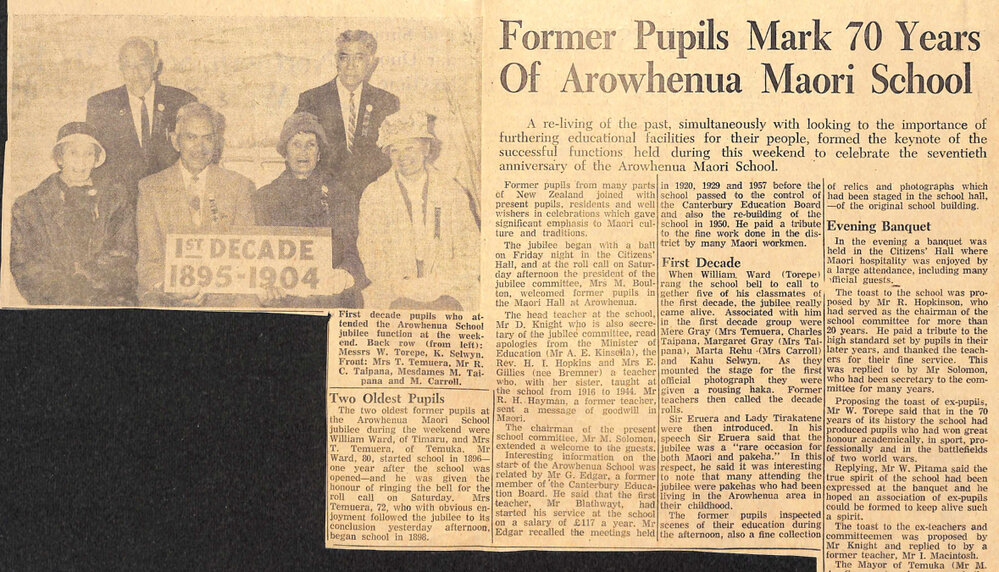 Former Pupils Mark 70 Years Of Arowhenua Maori School