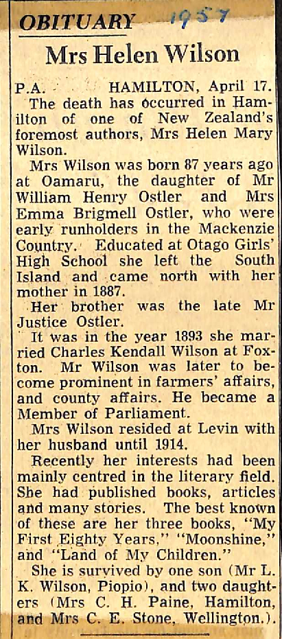 Obituary: Mrs Helen Wilson