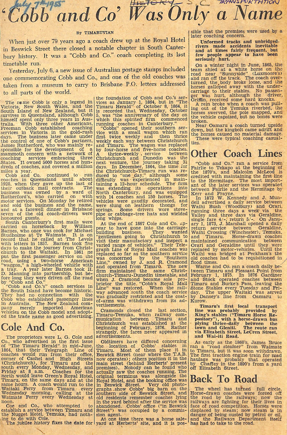  'Cobb and Co' Was Only a Name