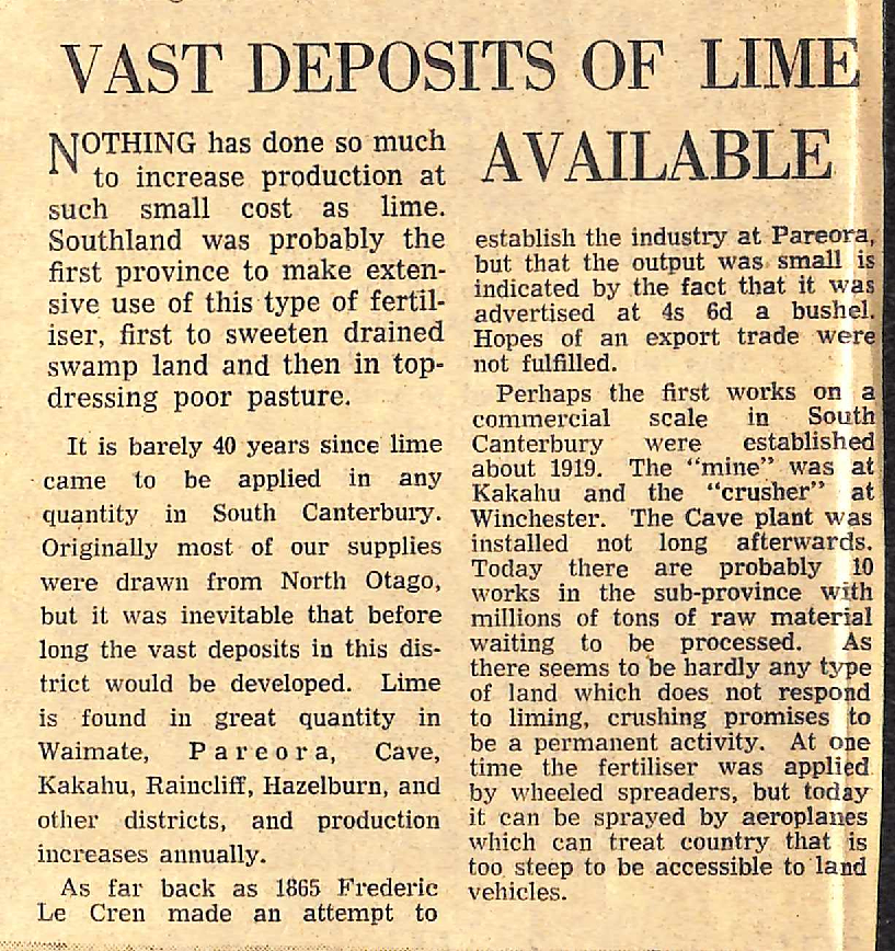 Vast Deposits of Lime Available