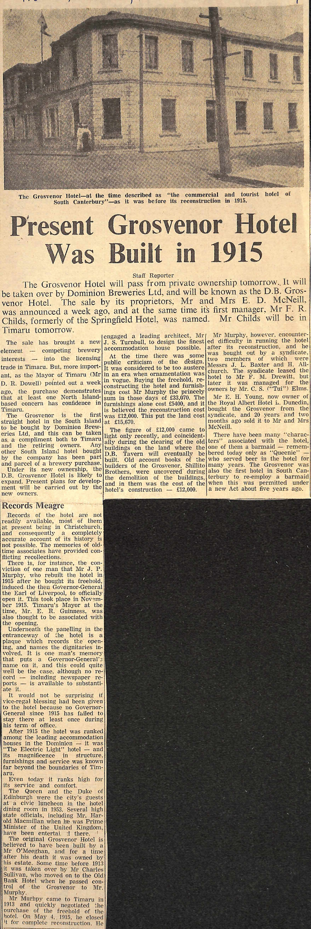 Present Grosvenor Hotel was Built in 1915