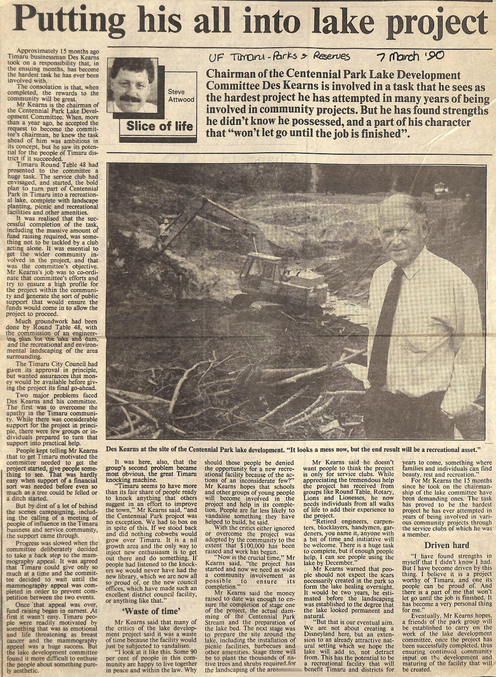 Putting his all into lake project