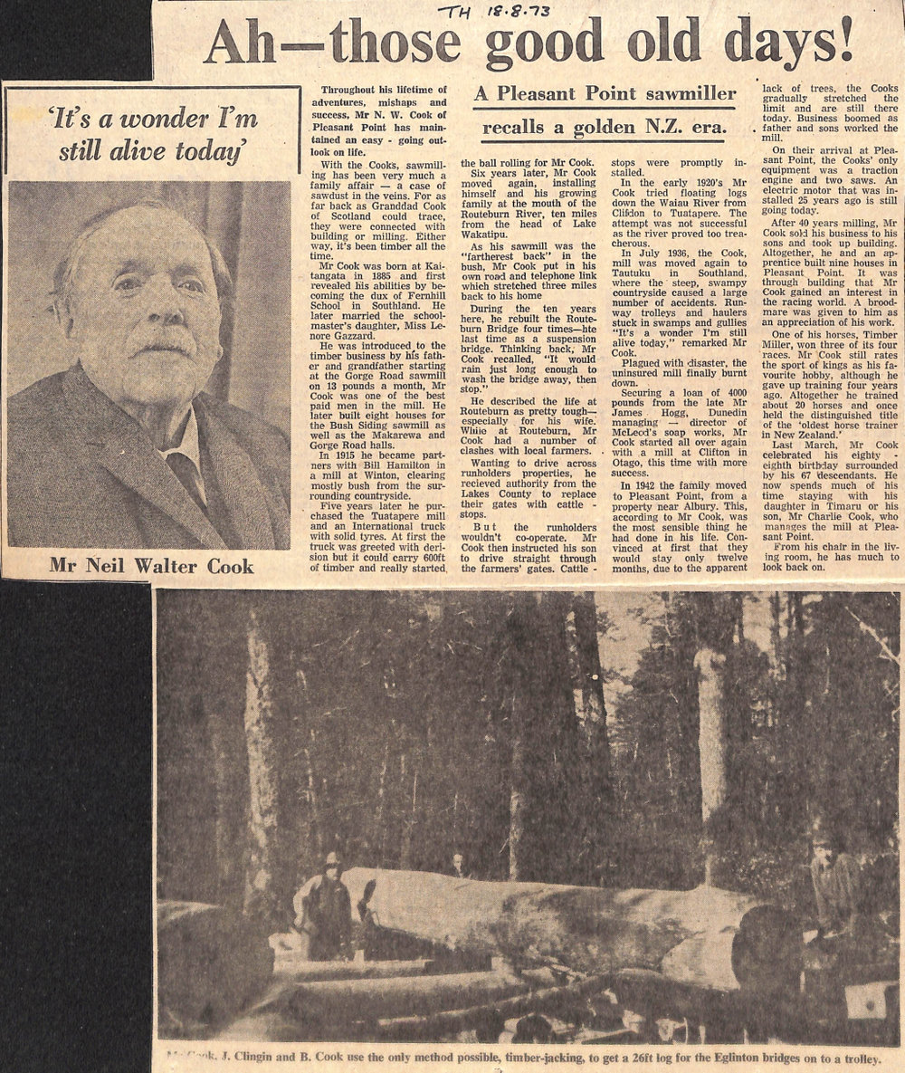Ah- those good old days!: A Pleasant Point sawmiller recalls a golden NZ era