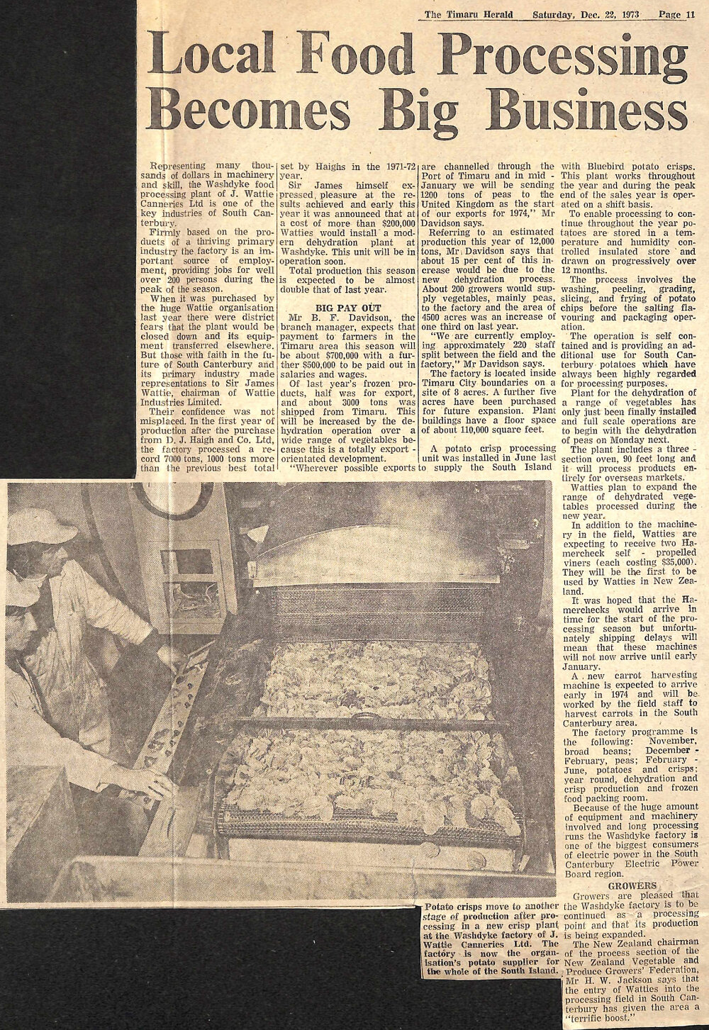 Local Food Processing Becomes Big Business / Tonnes of Peas Frozen Each Year