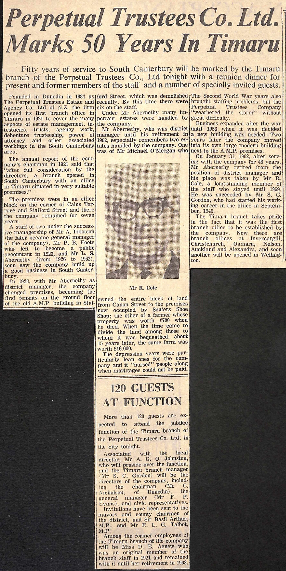 Perpetual Trustees Co Ltd Marks 50 Years in Timaru