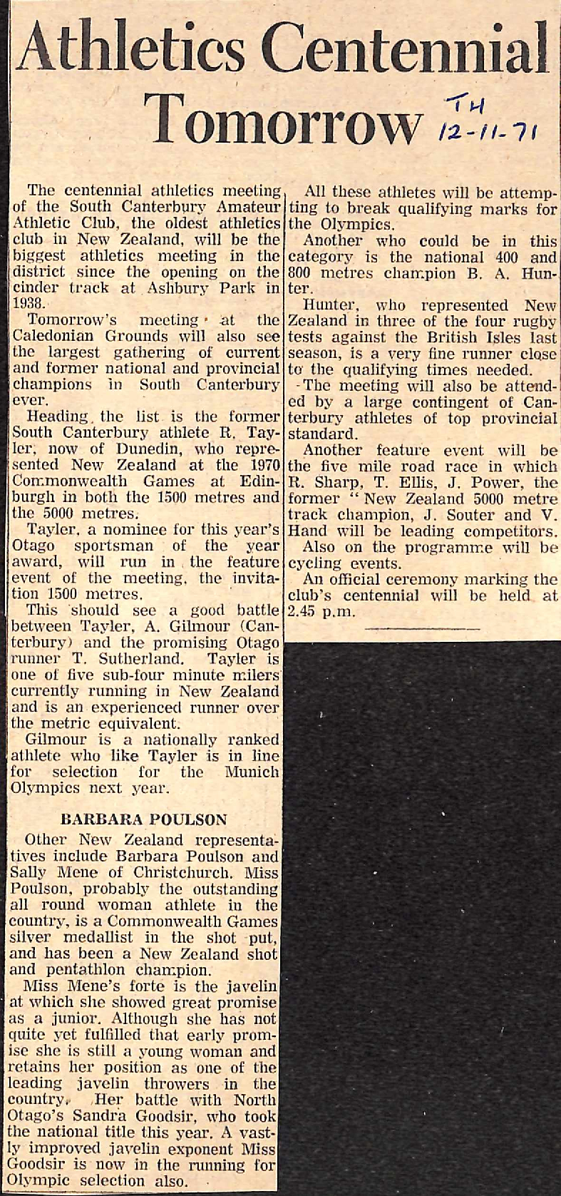 Athletics Centennial Tomorrow