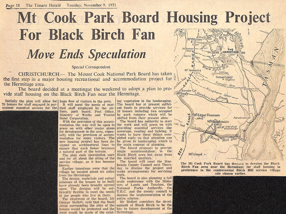 Mt Cook Park Board Housing Project for Black Birch Fan