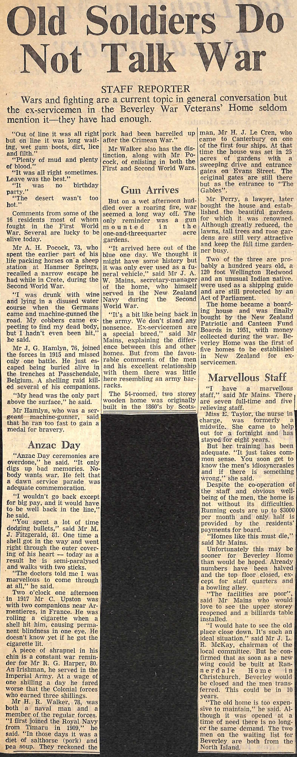 Old soldiers Do Not Talk War