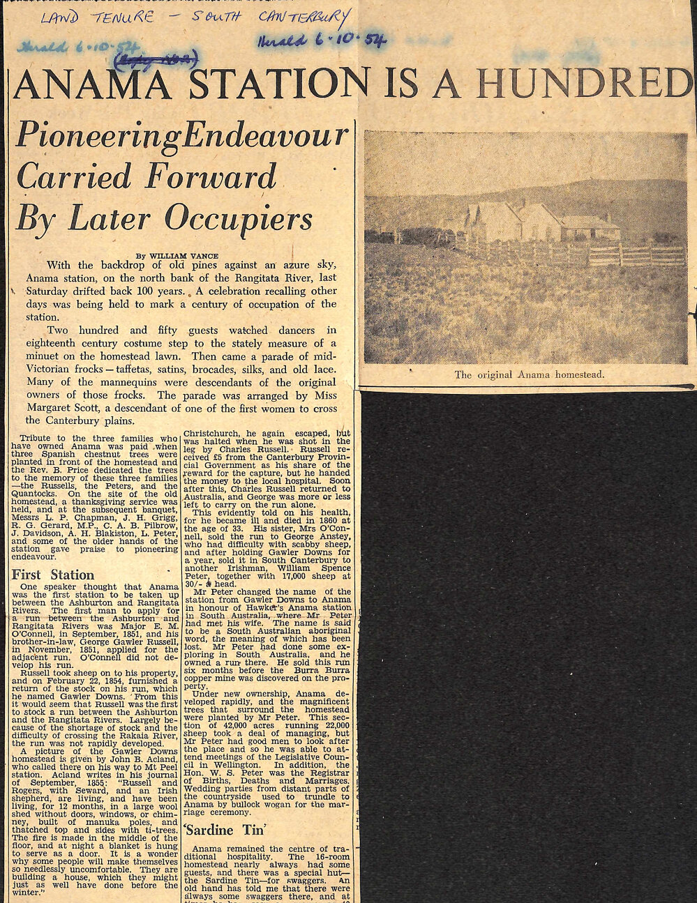 Anama Station is a Hundred: Pioneering Endeavour Carried Forward By Later Occupiers