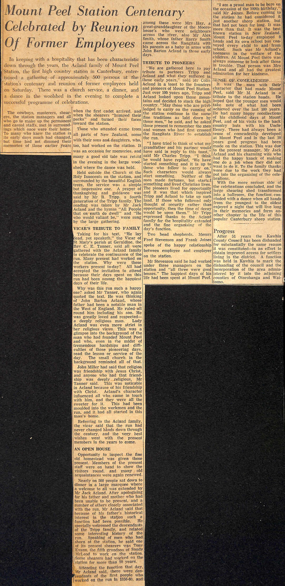 Mount Peel Station Centenary Celebrated by Reunion Of Former Employees