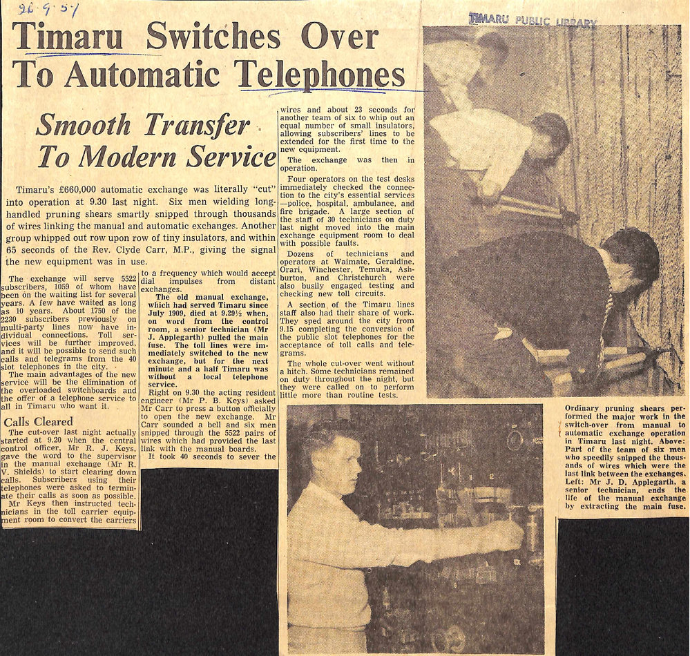 Timaru Switches Over To Automatic Telephones, Smooth Transfer To Modern Service