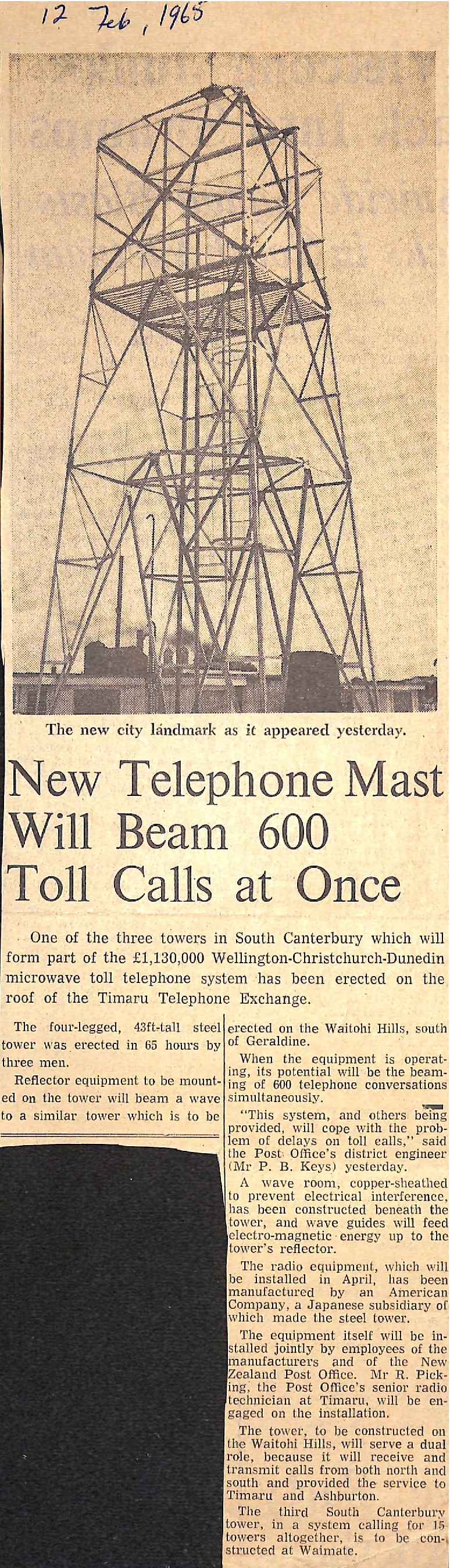 New Telephone Mast Will Beam 600 Toll Calls at Once