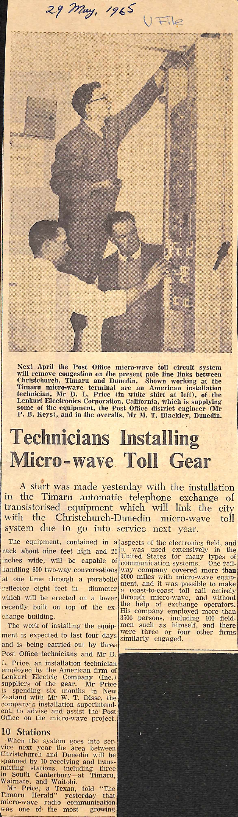 Technicians Installing Micro-wave Toll Gear