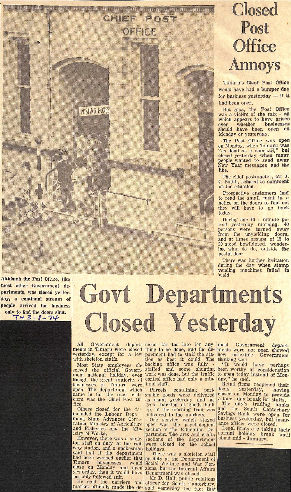 Govt Departments Closed Yesterday / Closed Post Office Annoys