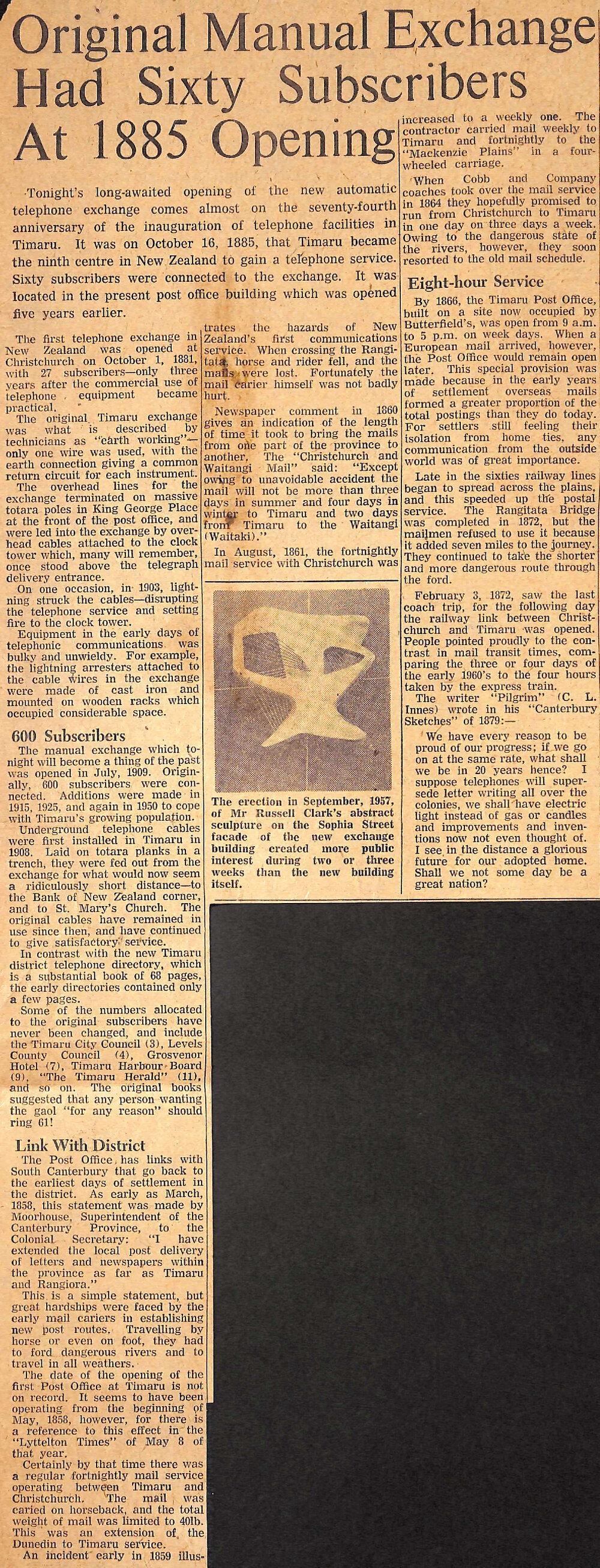 Original Manual Exchange Had Sixty Subscribers At 1885 Opening