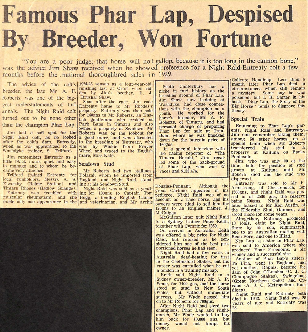 Famous Phar Lap, Despised By Breeder, Won Fortune