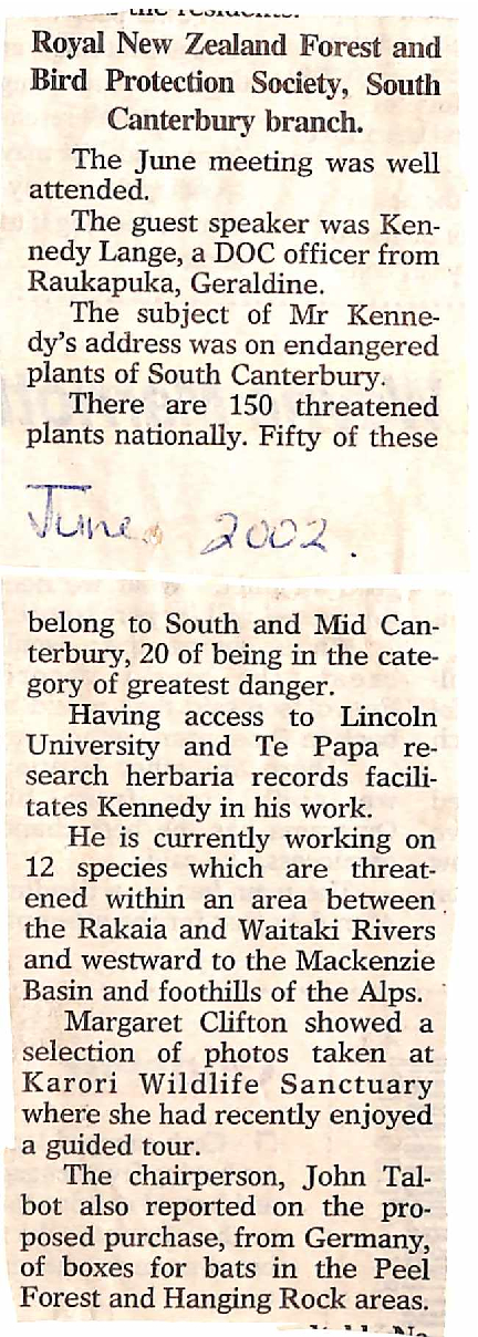 Royal Forest and Bird Protection Society, South Canterbury Branch